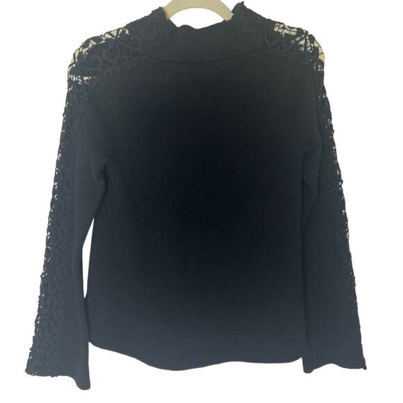 Anthropologie Knitted & Knotted Crochet Trim Mock Neck Sweater - Picture 5 of 12